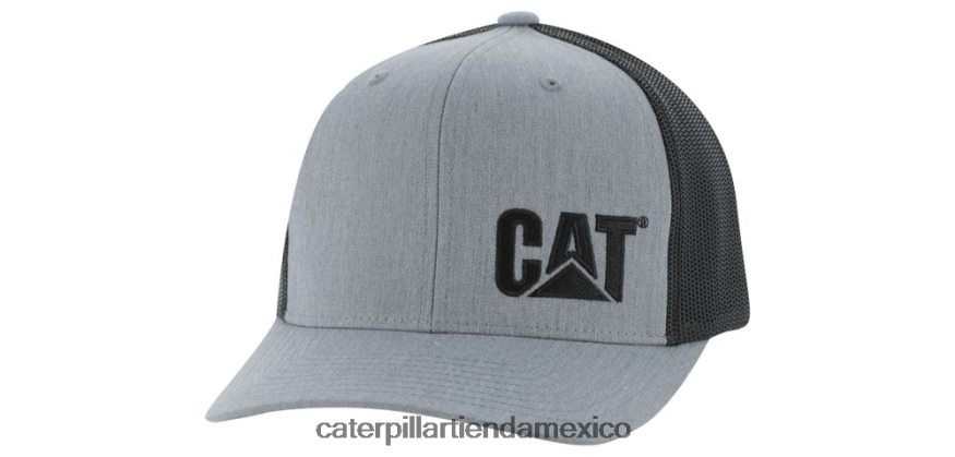 hombres gorra de camionero con marca de gato Caterpillar cuero gris ZXJB4H257 | sombrero