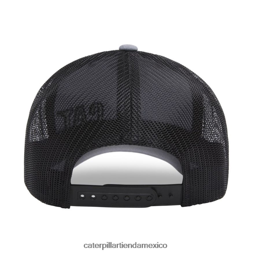 hombres gorra de camionero con marca de gato Caterpillar cuero gris ZXJB4H257 | sombrero
