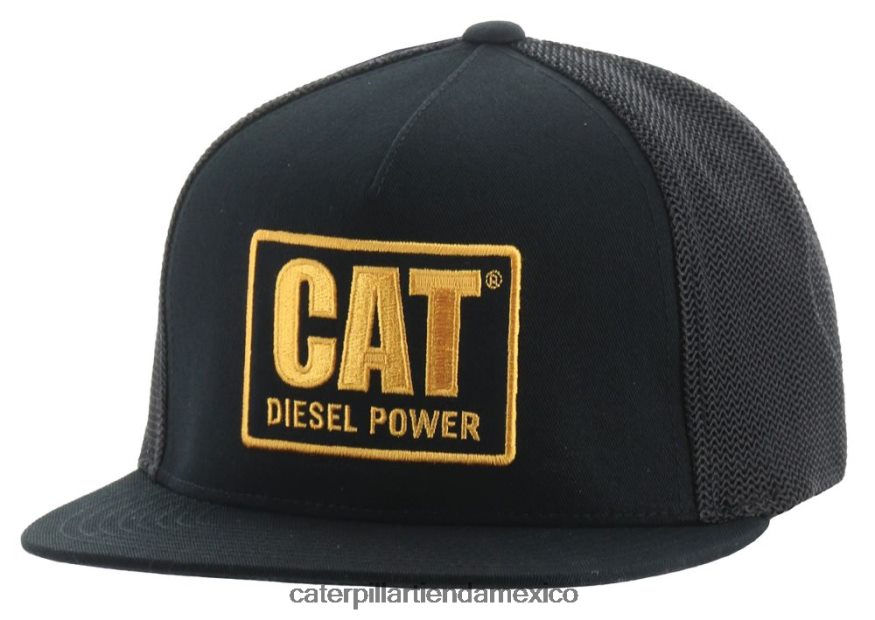 hombres tapa de visera plana de energía diesel Caterpillar oro negro ZXJB4H248 | sombrero