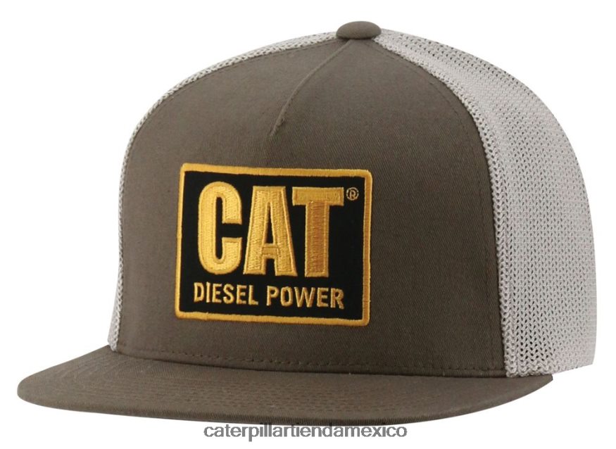 hombres tapa de visera plana de energía diesel Caterpillar tierra oscura ZXJB4H249 | sombrero