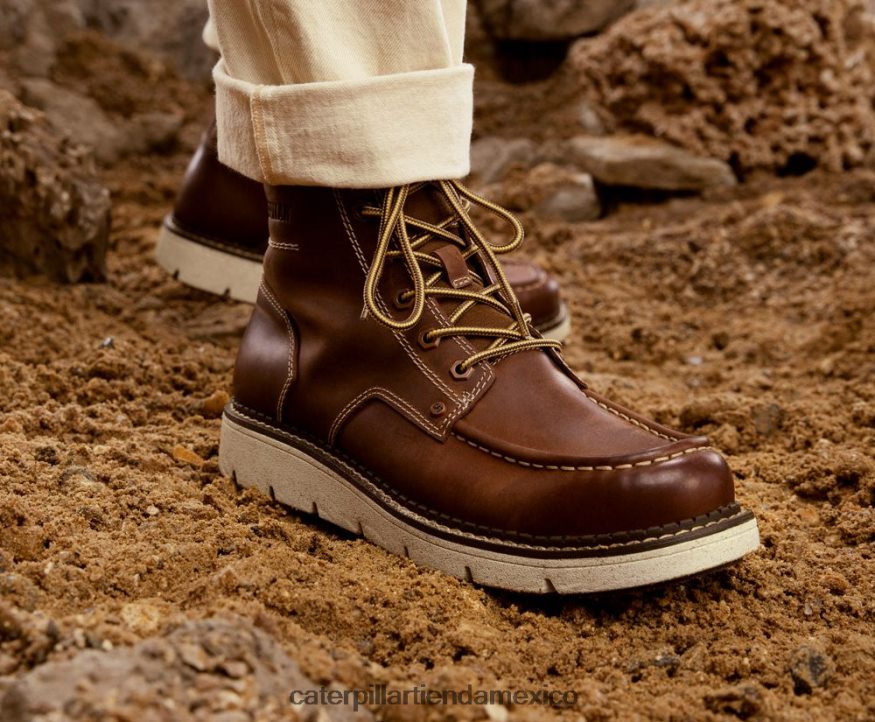 hombres bota encubierta Caterpillar cuero marron ZXJB4H201 | botas casuales
