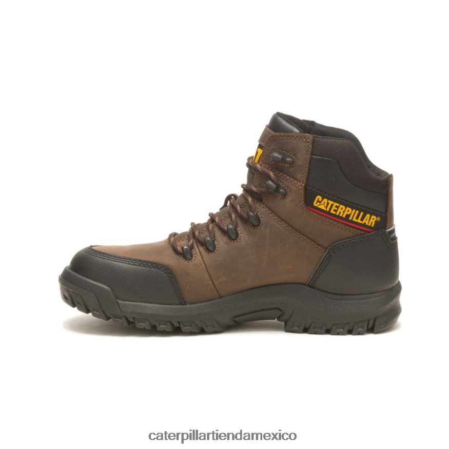 hombres Bota de trabajo con puntera de material compuesto resistente al agua y reabsorción Caterpillar sello marrón ZXJB4H49 | botas de trabajo