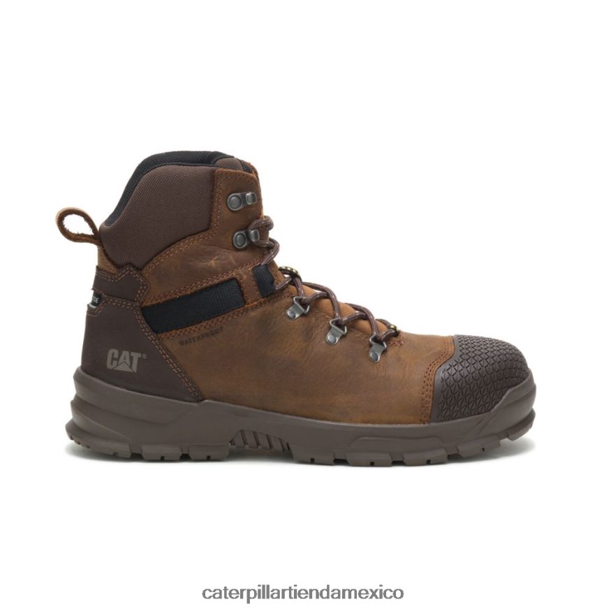 hombres bota de trabajo impermeable con punta de acero Caterpillar X Accomplice marrón de verdad ZXJB4H20 | botas de trabajo