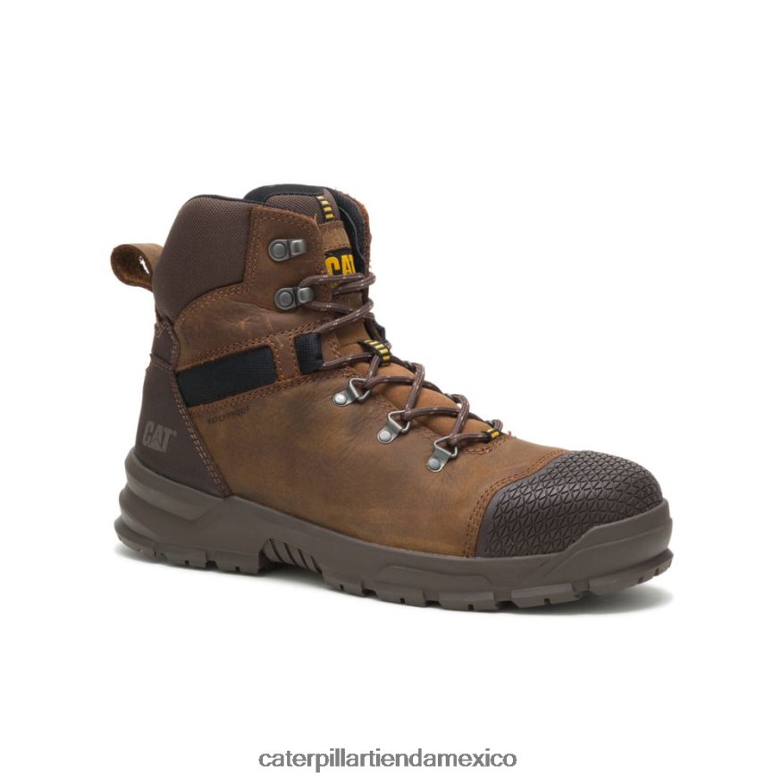 hombres bota de trabajo impermeable con punta de acero Caterpillar X Accomplice marrón de verdad ZXJB4H20 | botas de trabajo