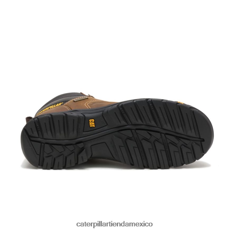 hombres bota de trabajo impermeable con punta de acero de umbral Caterpillar marrón de verdad ZXJB4H11 | botas de trabajo