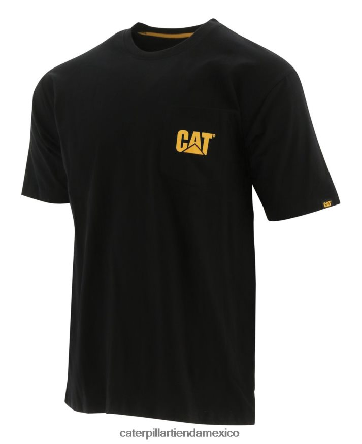 hombres camiseta con bolsillo de la marca registrada Caterpillar negro ZXJB4H234 | tops y ropa de abrigo