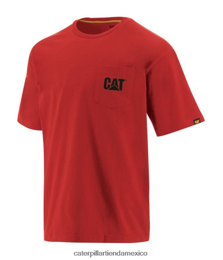 hombres camiseta con bolsillo de la marca registrada Caterpillar rojo ZXJB4H236 | tops y ropa de abrigo