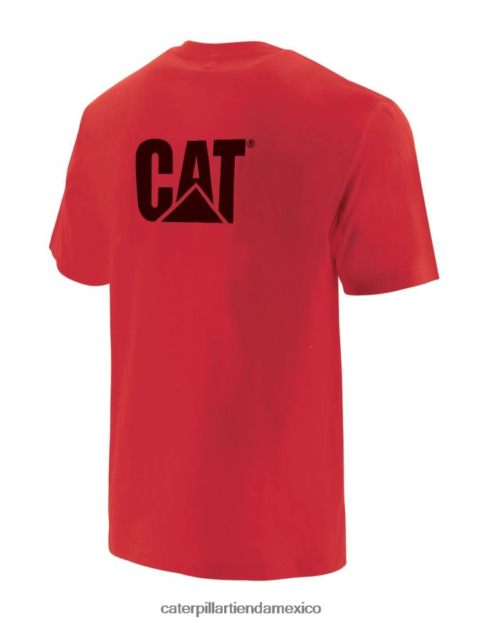 hombres camiseta con bolsillo de la marca registrada Caterpillar rojo ZXJB4H236 | tops y ropa de abrigo