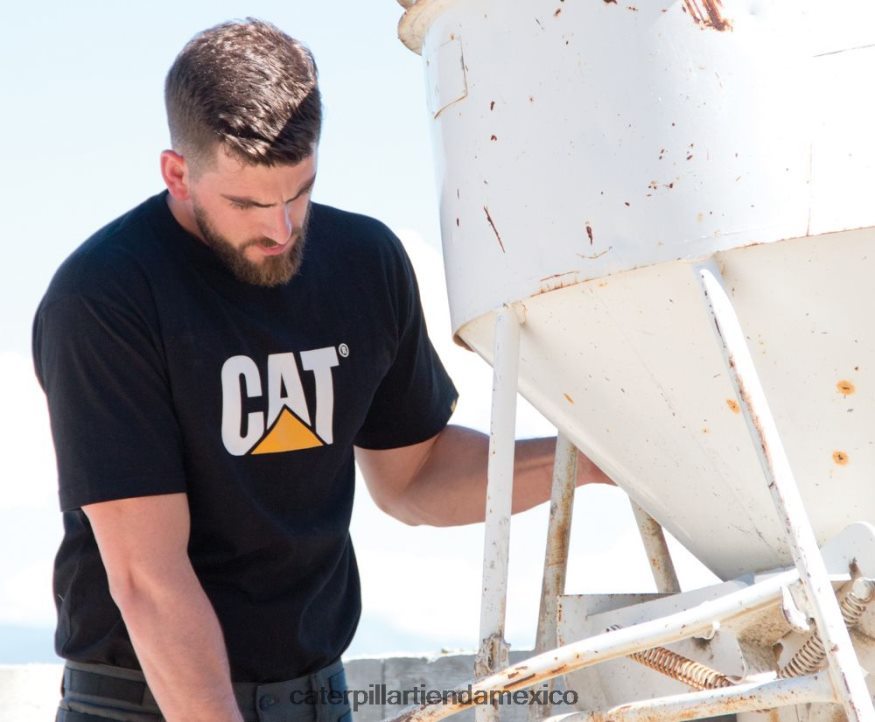 hombres camiseta con logo de marca registrada Caterpillar negro ZXJB4H242 | tops y ropa de abrigo