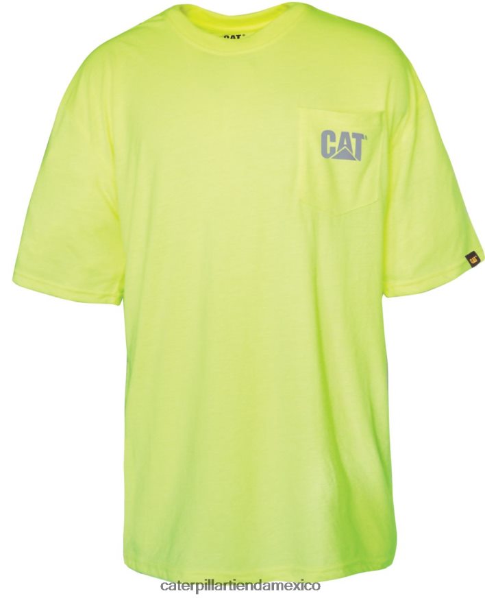 hombres camiseta de alta visibilidad con bolsillo de la marca registrada Caterpillar hombre amarillo ZXJB4H215 | tops y ropa de abrigo