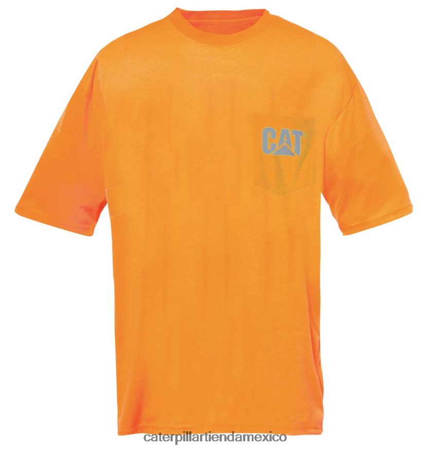 hombres camiseta de alta visibilidad con bolsillo de la marca registrada Caterpillar naranja ZXJB4H214 | tops y ropa de abrigo