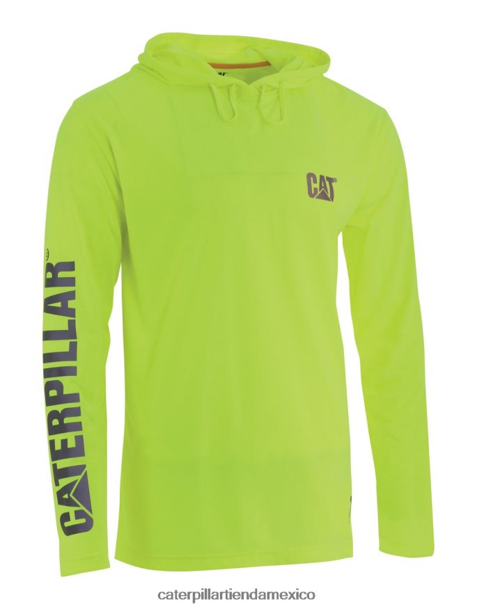 hombres camiseta de manga larga con capucha hivis upf Caterpillar amarillo ZXJB4H222 | tops y ropa de abrigo