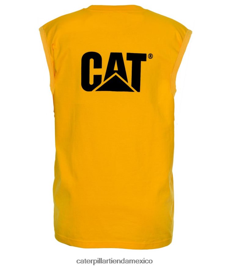 hombres camiseta sin mangas con bolsillo de la marca registrada Caterpillar amarillo ZXJB4H232 | tops y ropa de abrigo