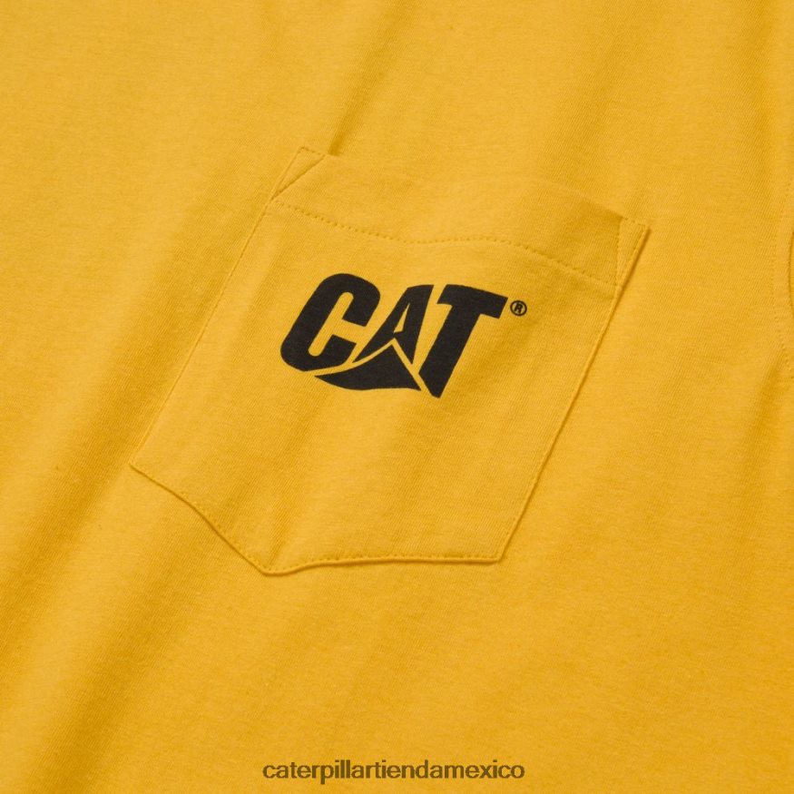 hombres camiseta sin mangas con bolsillo de la marca registrada Caterpillar amarillo ZXJB4H232 | tops y ropa de abrigo