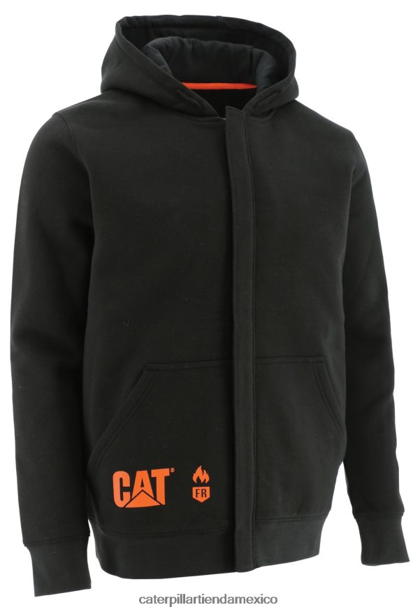 hombres sudadera con capucha y cremallera completa de peso medio resistente al fuego Caterpillar negro ZXJB4H238 | tops y ropa de abrigo