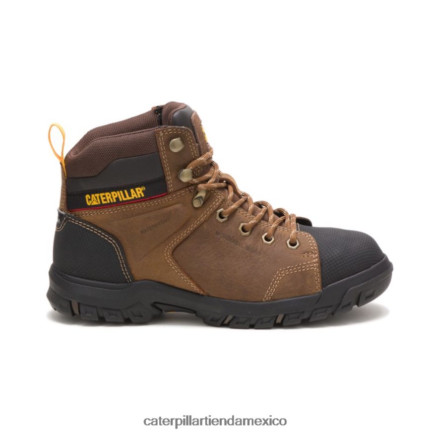 mujer bota de trabajo impermeable con punta de acero y protección metatarsiana wellspring Caterpillar marrón de verdad ZXJB4H281 | botas de trabajo