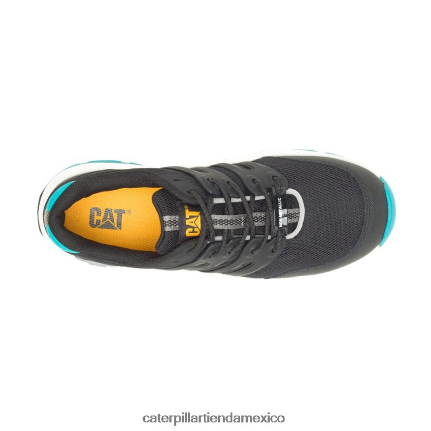 mujer Zapato de trabajo con punta de material compuesto aerodinámico 2.0 Caterpillar negro/verde azulado ZXJB4H299 | zapatos de trabajo