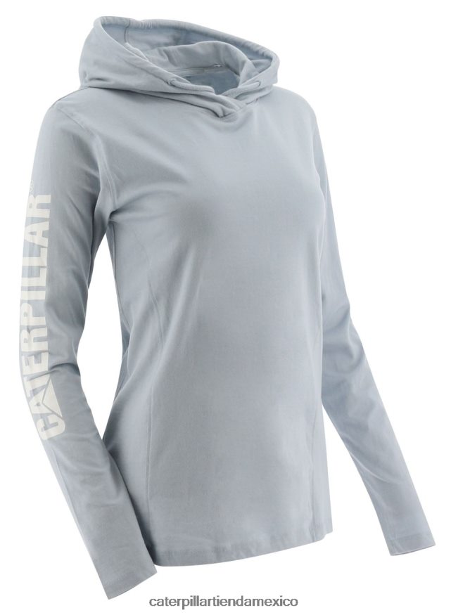 mujer camiseta de manga larga con capucha upf Caterpillar niebla azul ZXJB4H316 | tops y ropa de abrigo