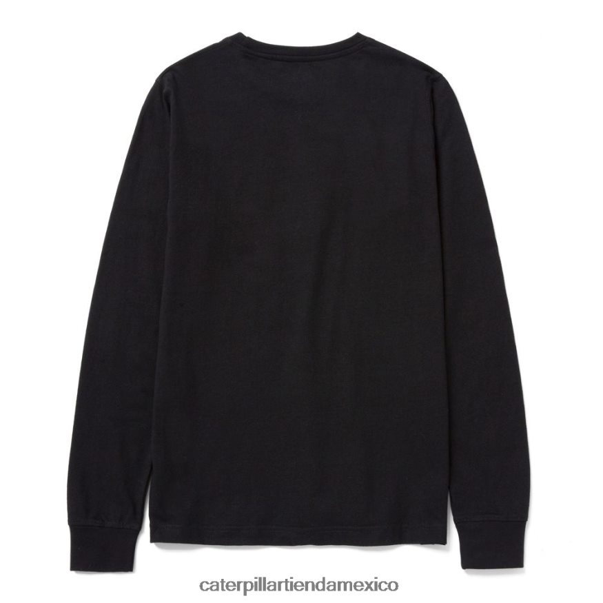 mujer camiseta de manga larga con estandarte de marca registrada Caterpillar negro ZXJB4H319 | tops y ropa de abrigo